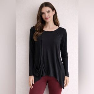 Bear Dance Black Asymmetrical Tunic Top